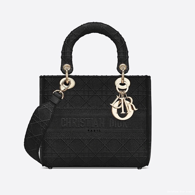 Cheap Motif Medium Bag Cannage D-lite Black Canvas Lady 0718 Luxury